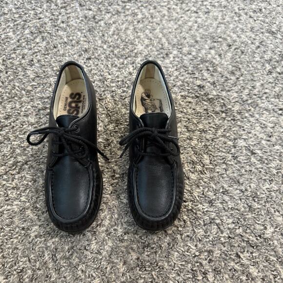 SAS Siesta Walking Shoes Size 7 WW Black Leather Comfort Tripad Lace Up EUC - Picture 8 of 8